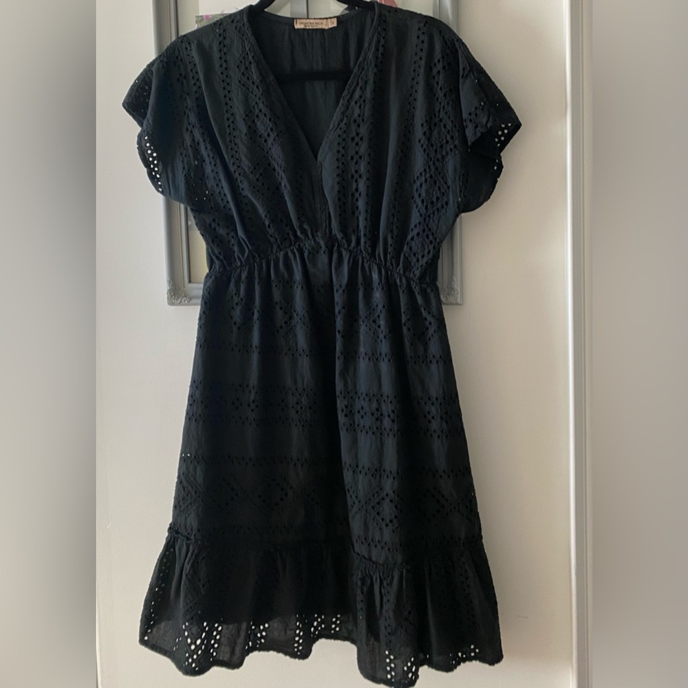 Elegant Black Eyelet Dress